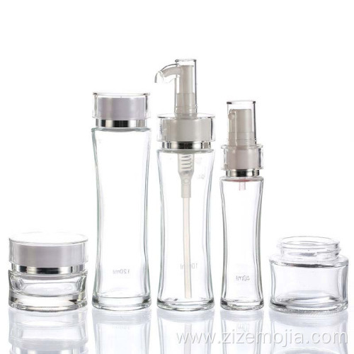 Unique shape cosmetic glass lotion bottles for sale